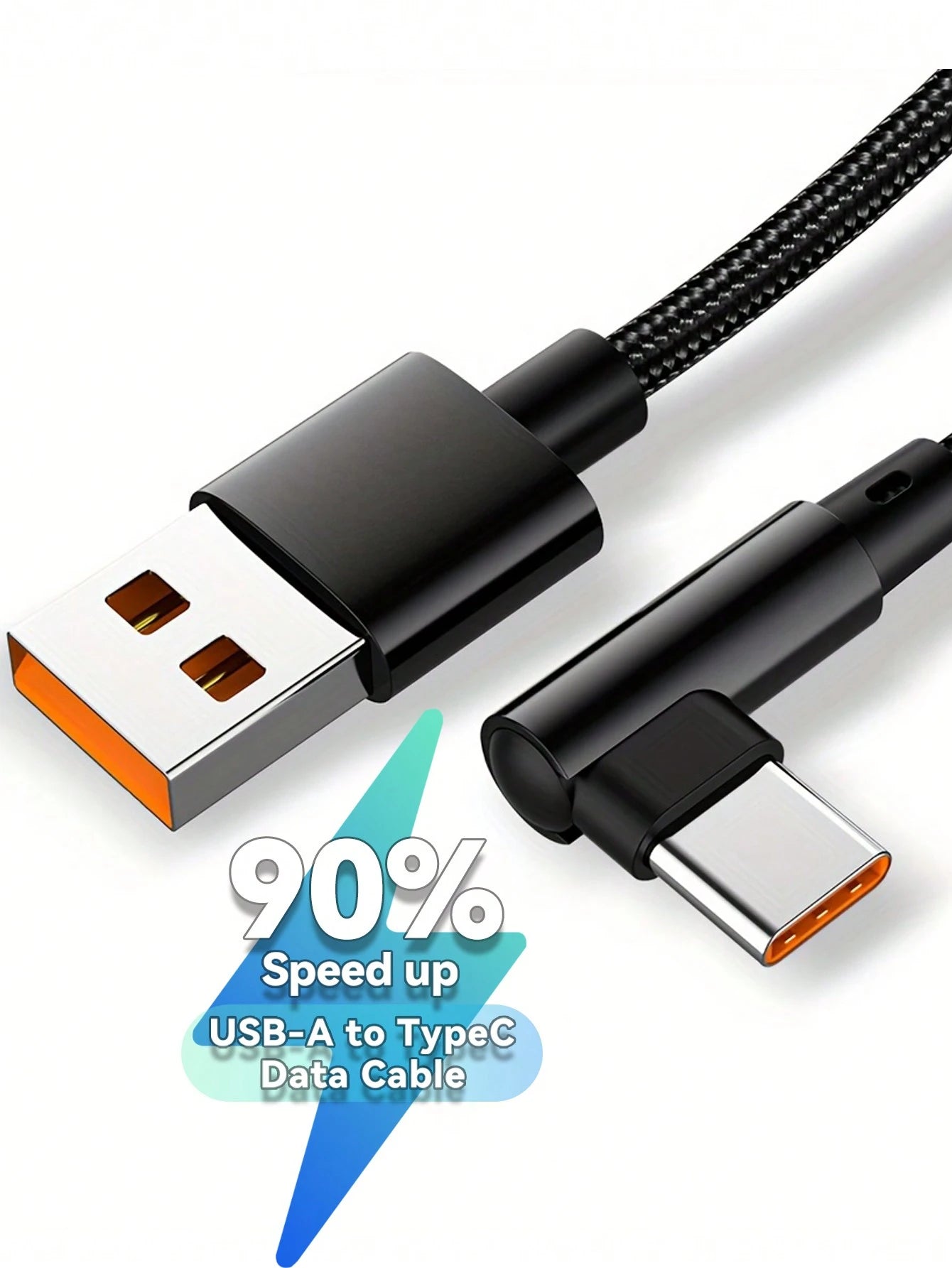 90-Degree USB-A To USB-C Fast Charging Data Cable, Compatible With Honor Mate 50 Pro/100 Pro/100 Pro+/90 Pro/90 Pro+, Galaxy S24/S23/S22/S21/S20/A53/A51, Note 20/10, Realme GT/GT Neo/GT Neo2T/Nan And