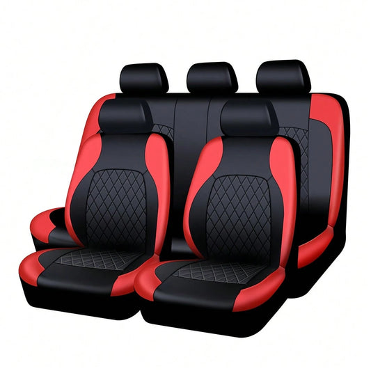 9PCS Car Seat Cover PVC Fabric Fashion Sport Seat Cover Car Interior Accessories, Car Seat Cover Full Set, Car Accessories