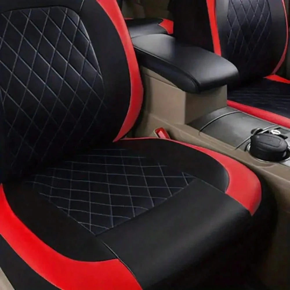 9PCS Car Seat Cover PVC Fabric Fashion Sport Seat Cover Car Interior Accessories, Car Seat Cover Full Set, Car Accessories