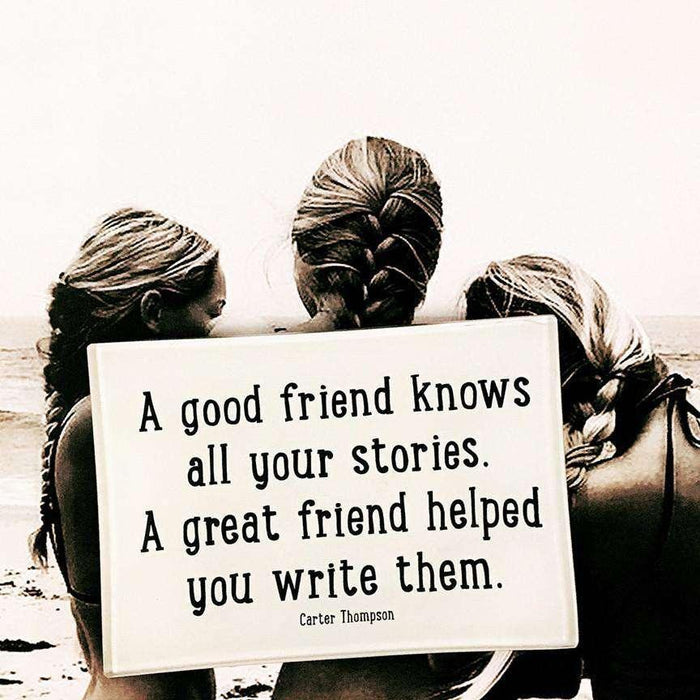 A Good Friend Knows All Your Stories Decoupage Glass Tray - Ben's Garden