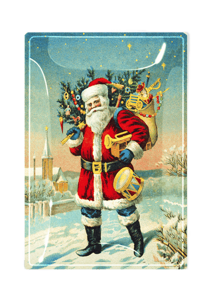 A Merry Christmas Santa With Tree Decoupage Glass Tray - Ben's Garden