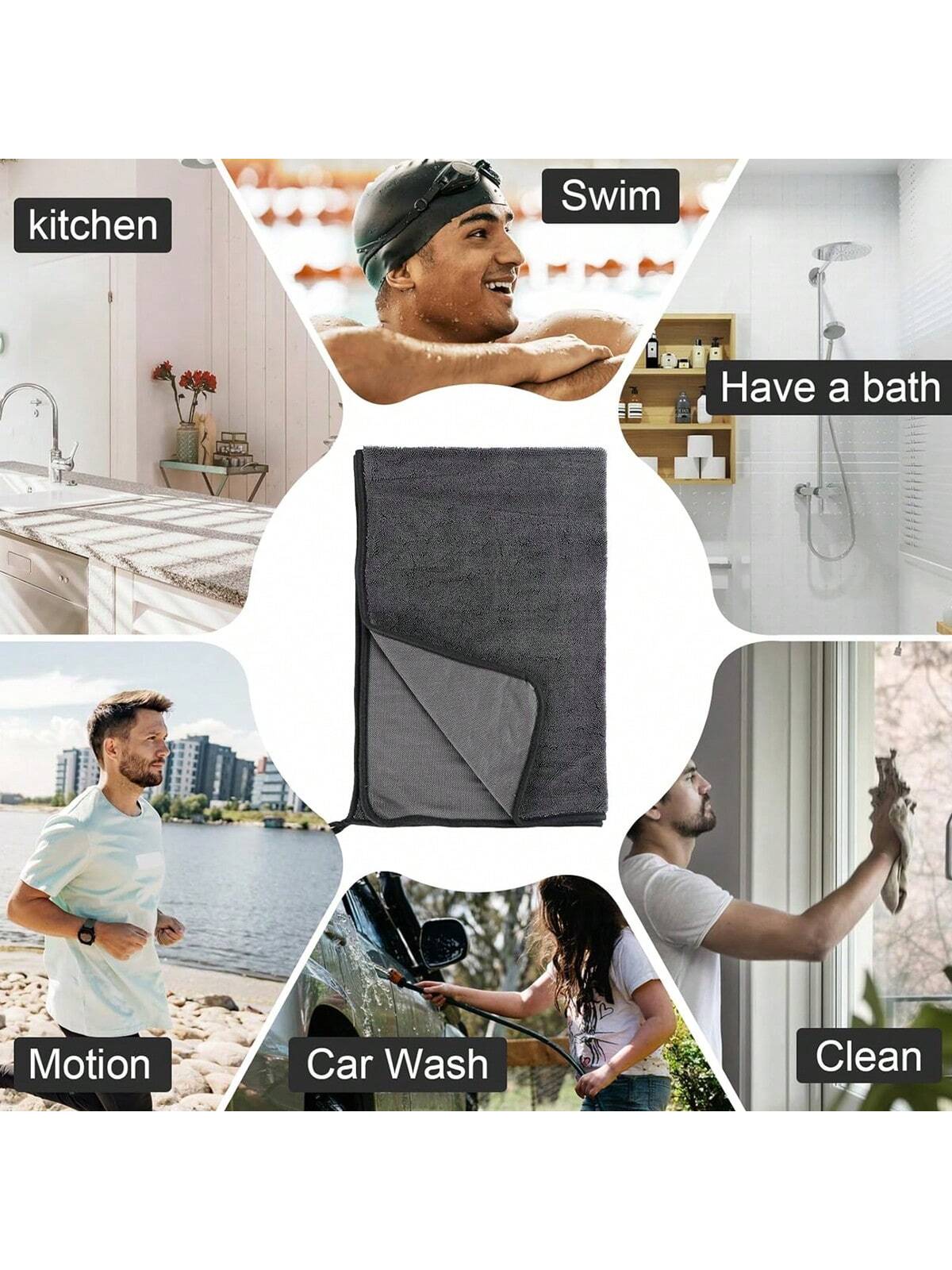 A Premium Microfiber Towel For Drying- Microfiber Double Twisted Fluff, Edge-Free And Scratch-Free Design, Super Absorbent And Low-Fluffing, Durable Up To 120 Washes- Ideal For Cleaning And Detailin