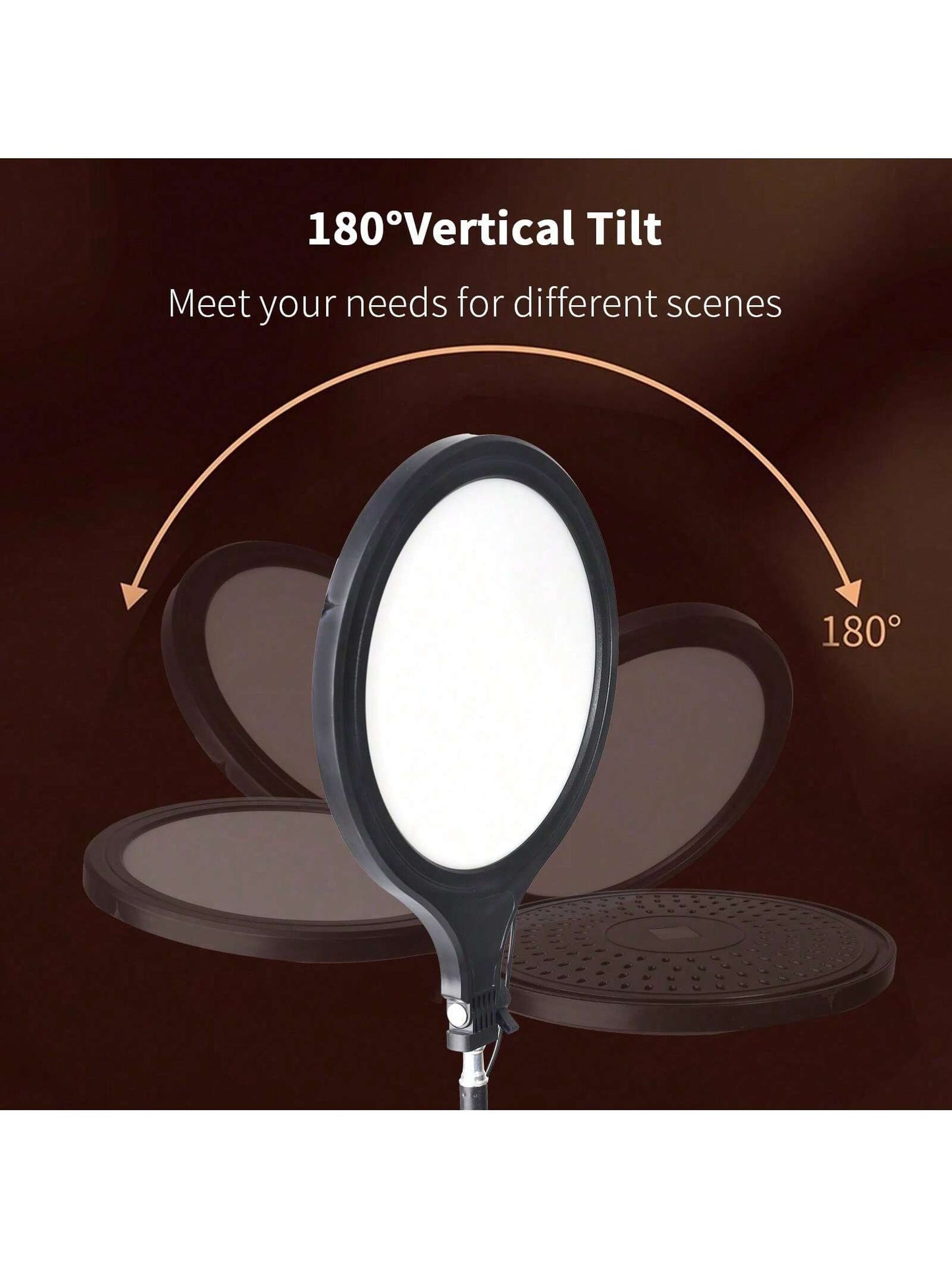 A Set Of Professional Full-Screen Circular Lights With A 10-Inch Large Screen And A 110cm Frosted Stand, Featuring 10-Level Dimming In Three Colors And 180° Vertical Tilt. It Is Suitable For Various S