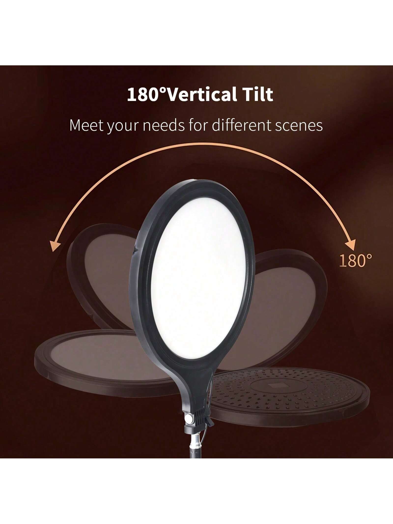 A Set Of Professional Full-Screen Circular Lights With A 10-Inch Large Screen And A 110cm Frosted Stand, Featuring 10-Level Dimming In Three Colors And 180° Vertical Tilt. It Is Suitable For Various S