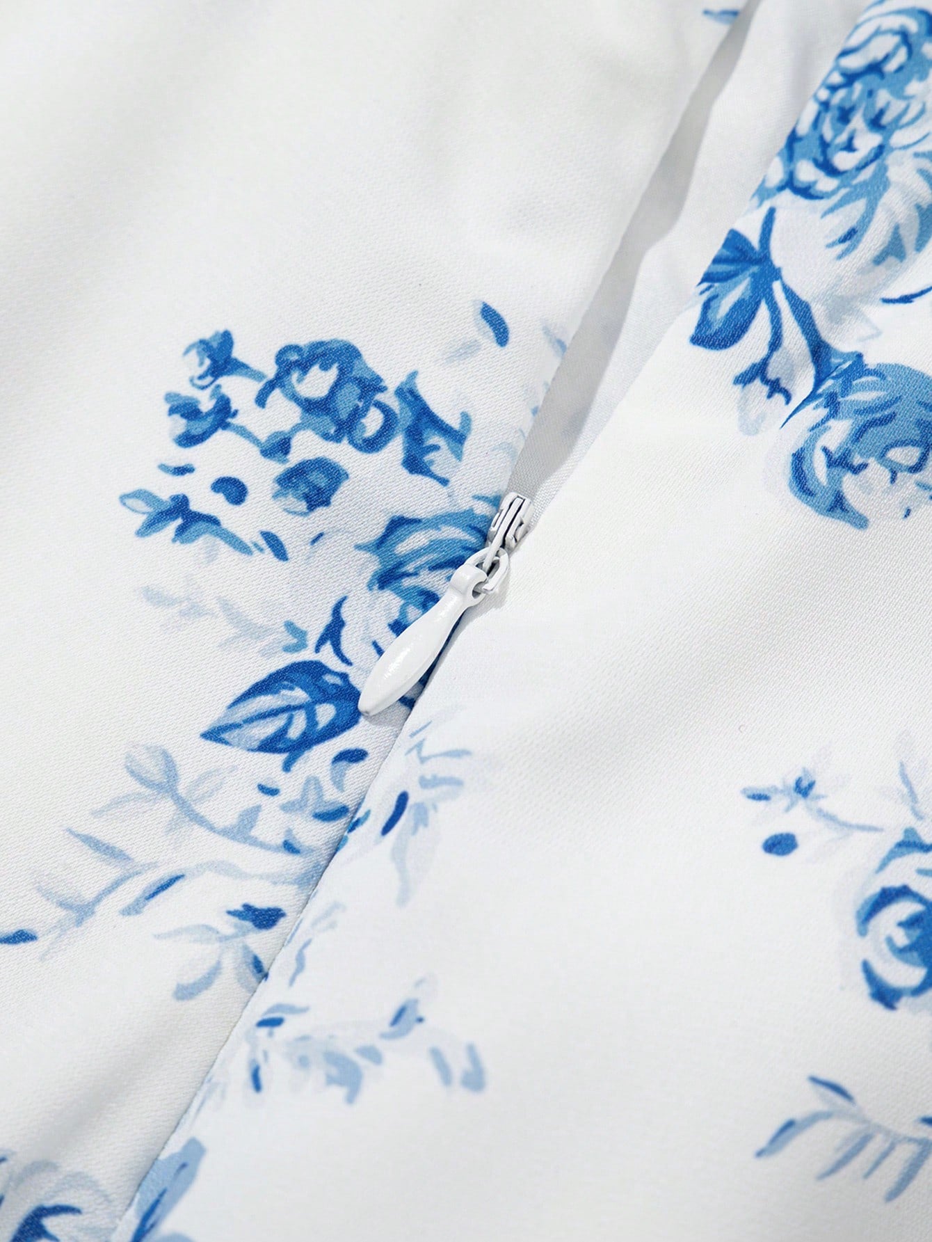 Acelitt Sky Blue Bohemian Ditsy Floral High Waist Ruffle Hem Slit Maxi Dress Summer