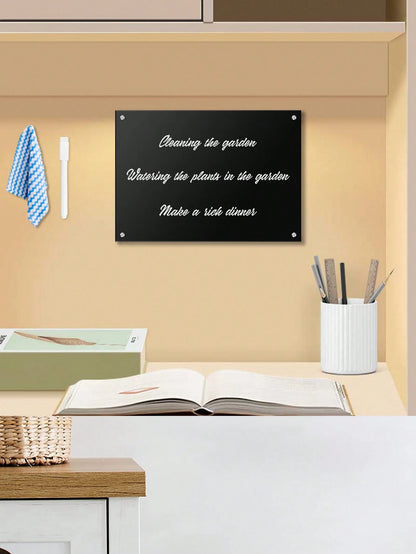 Acrylic Wall-Mounted Erasable Blackboard, Home Kitchen Recipe & Schedule Message Board With Complete Installation Accessories And Writing/Cleaning Tools