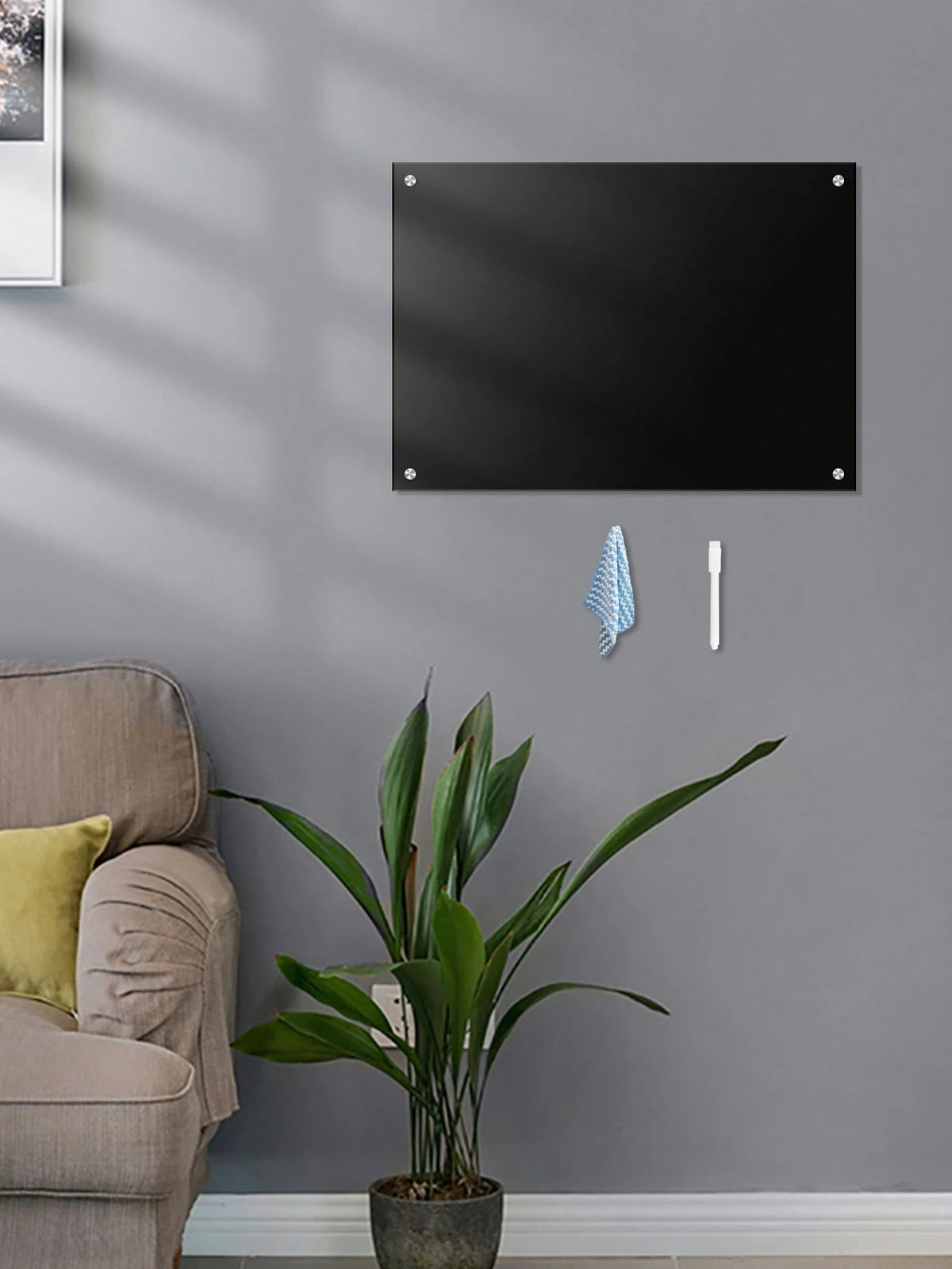 Acrylic Wall-Mounted Erasable Blackboard, Home Kitchen Recipe & Schedule Message Board With Complete Installation Accessories And Writing/Cleaning Tools