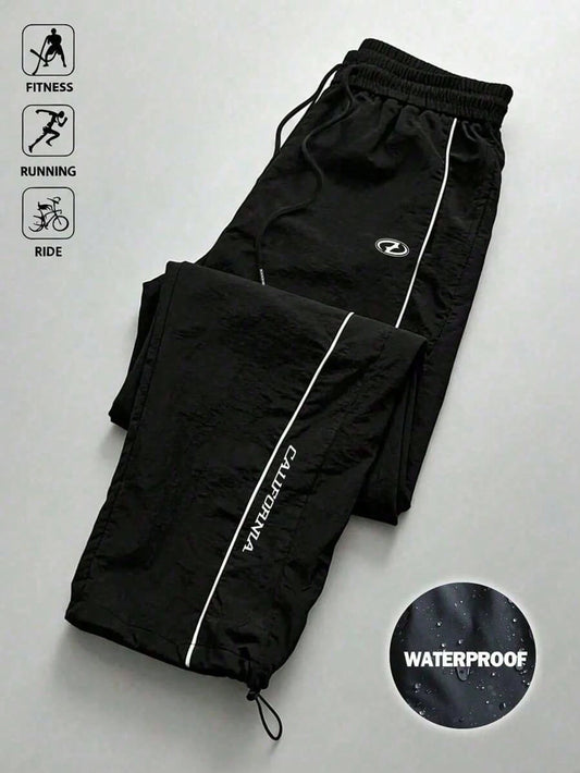 Acti Log Men's Plus Size Drawstring Waist Letter Print Casual Daily Sports Long Pants