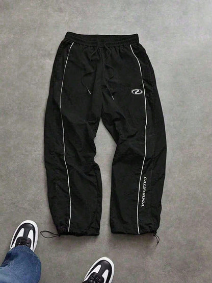 Acti Log Men's Plus Size Drawstring Waist Letter Print Casual Daily Sports Long Pants