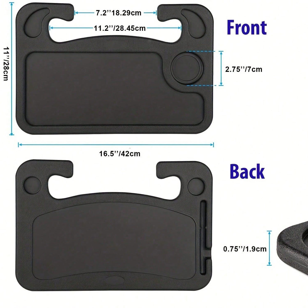 Adjustable Car Tray Table- Multi-Purpose Steering Wheel Mounted Desk For Eating, Working, Recording, Essential Travel Accessory With Drink Holder