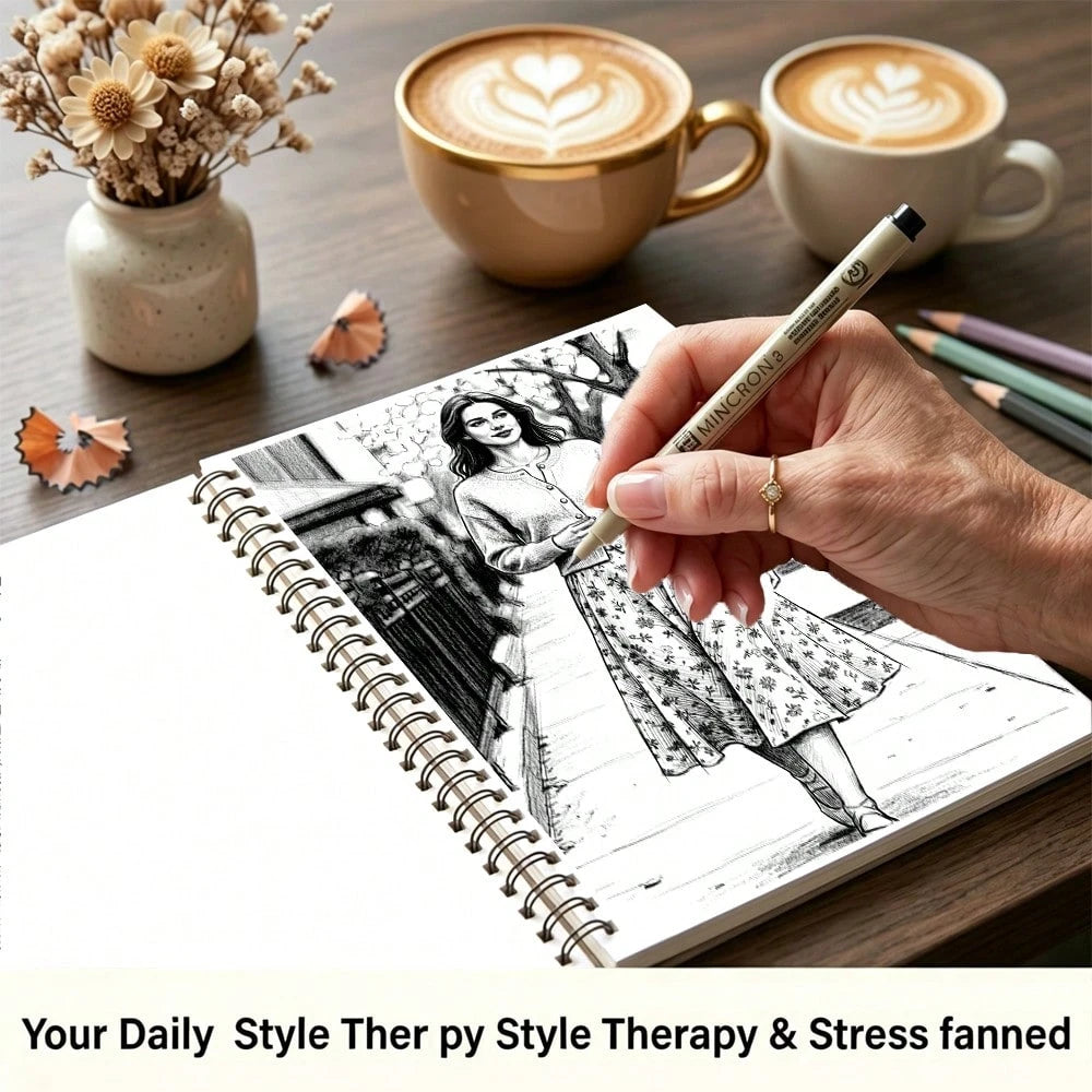Adult High Fashion Picture Book For Calm Mind & Focus A5 Size 30 One Side Print Thick Pages Spiral Binding Stress Relief Art Therapy Brain Exercise Gift For Friends Couples