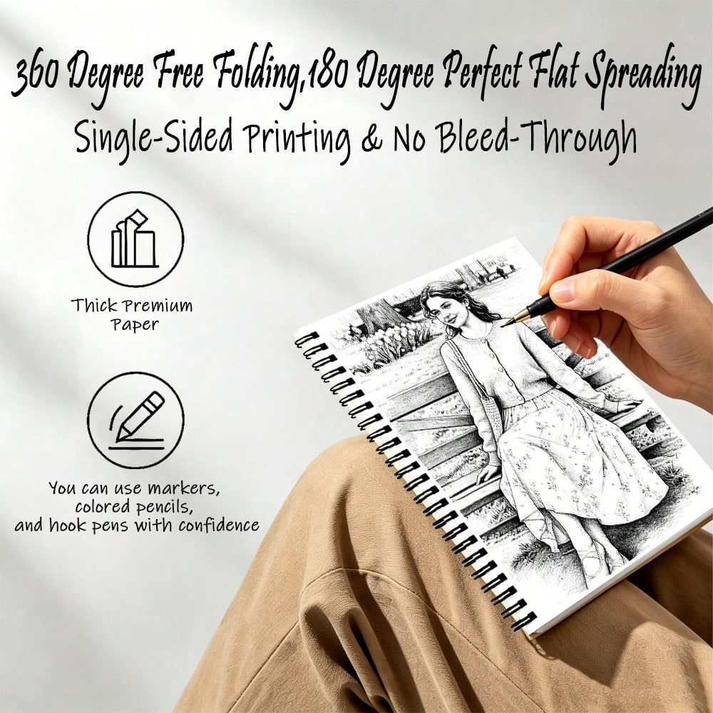 Adult High Fashion Picture Book For Calm Mind & Focus A5 Size 30 One Side Print Thick Pages Spiral Binding Stress Relief Art Therapy Brain Exercise Gift For Friends Couples