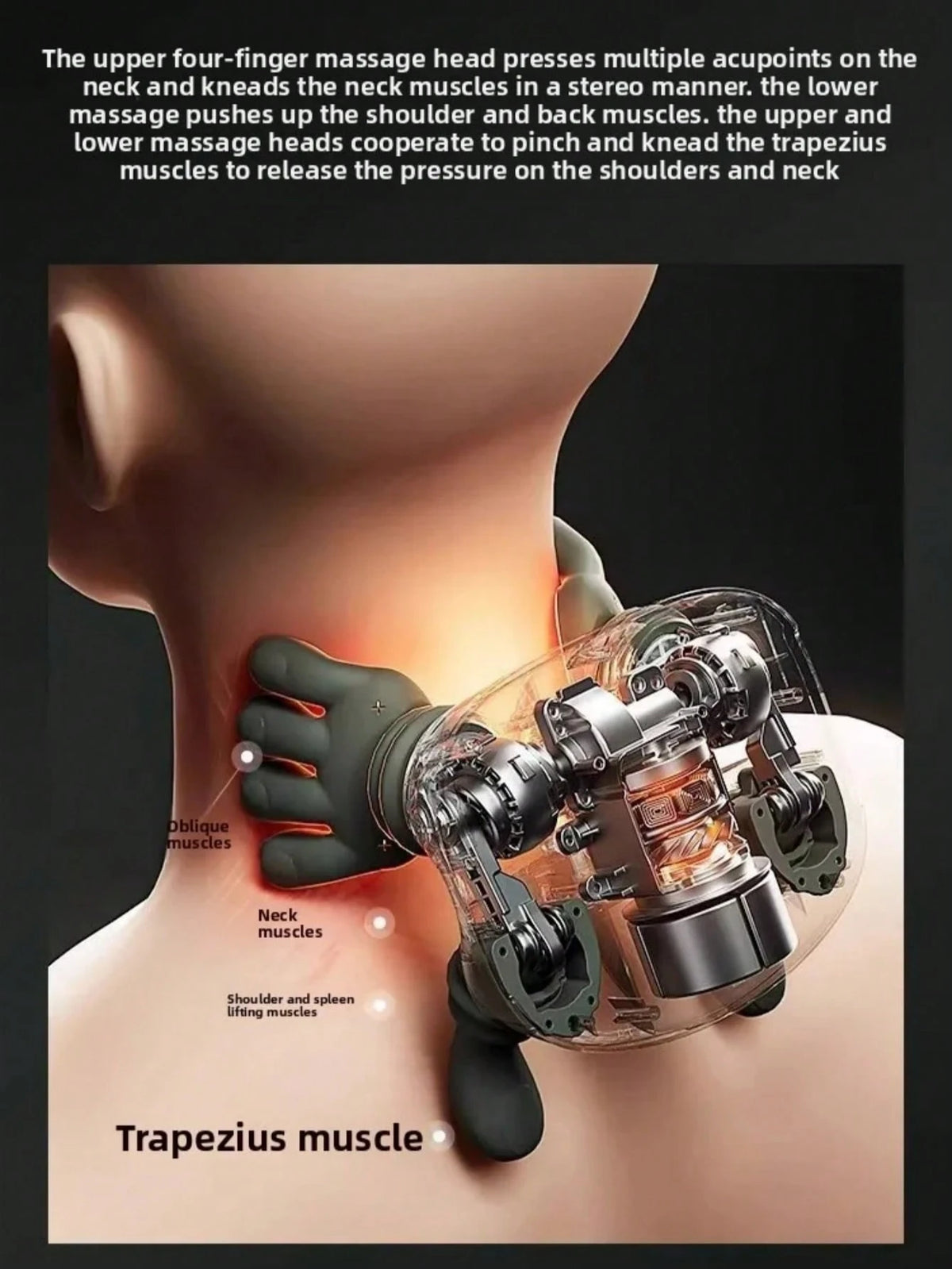 Advanced 4D Shiatsu Neck And Shoulder Massager With Heat & Finger Massage- Wireless, Deep Tissue, Simulated Human Hand Design For Ultimate Pain Relief And Muscle Relaxation
