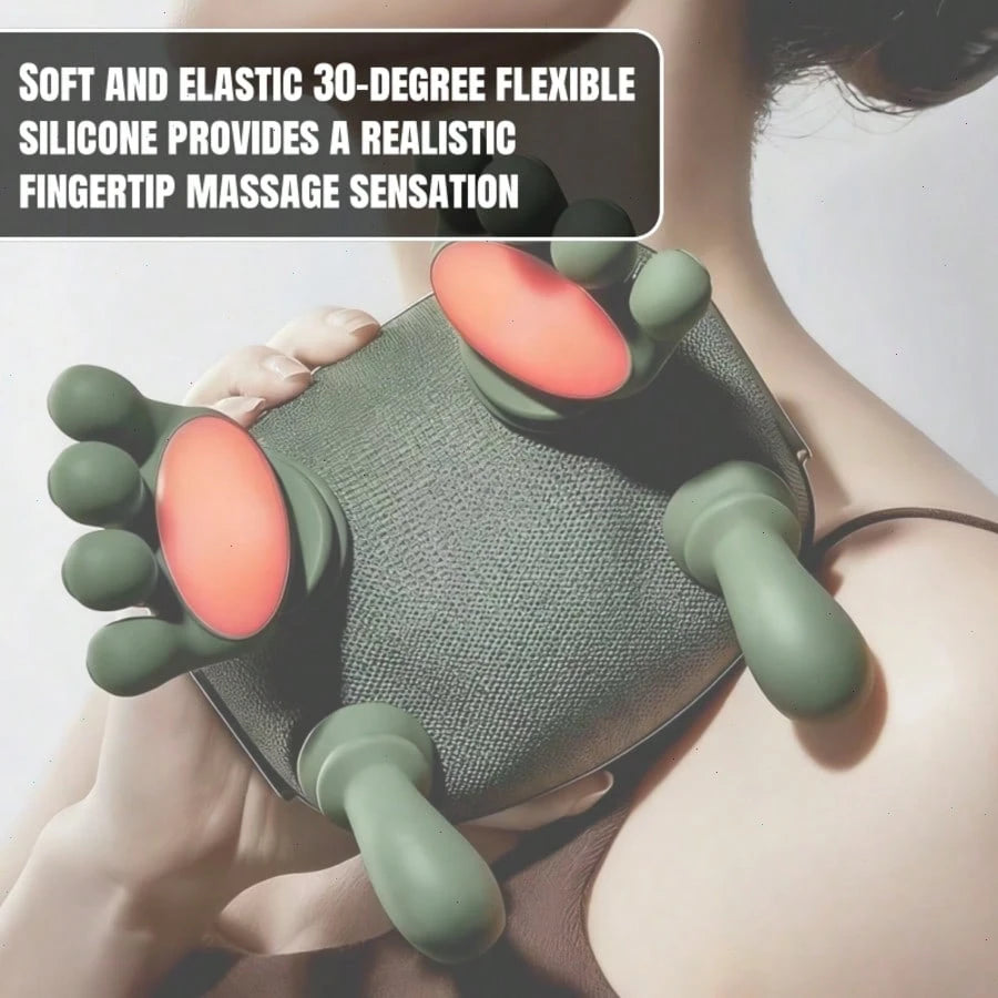 Advanced 4D Shiatsu Neck And Shoulder Massager With Heat & Finger Massage- Wireless, Deep Tissue, Simulated Human Hand Design For Ultimate Pain Relief And Muscle Relaxation