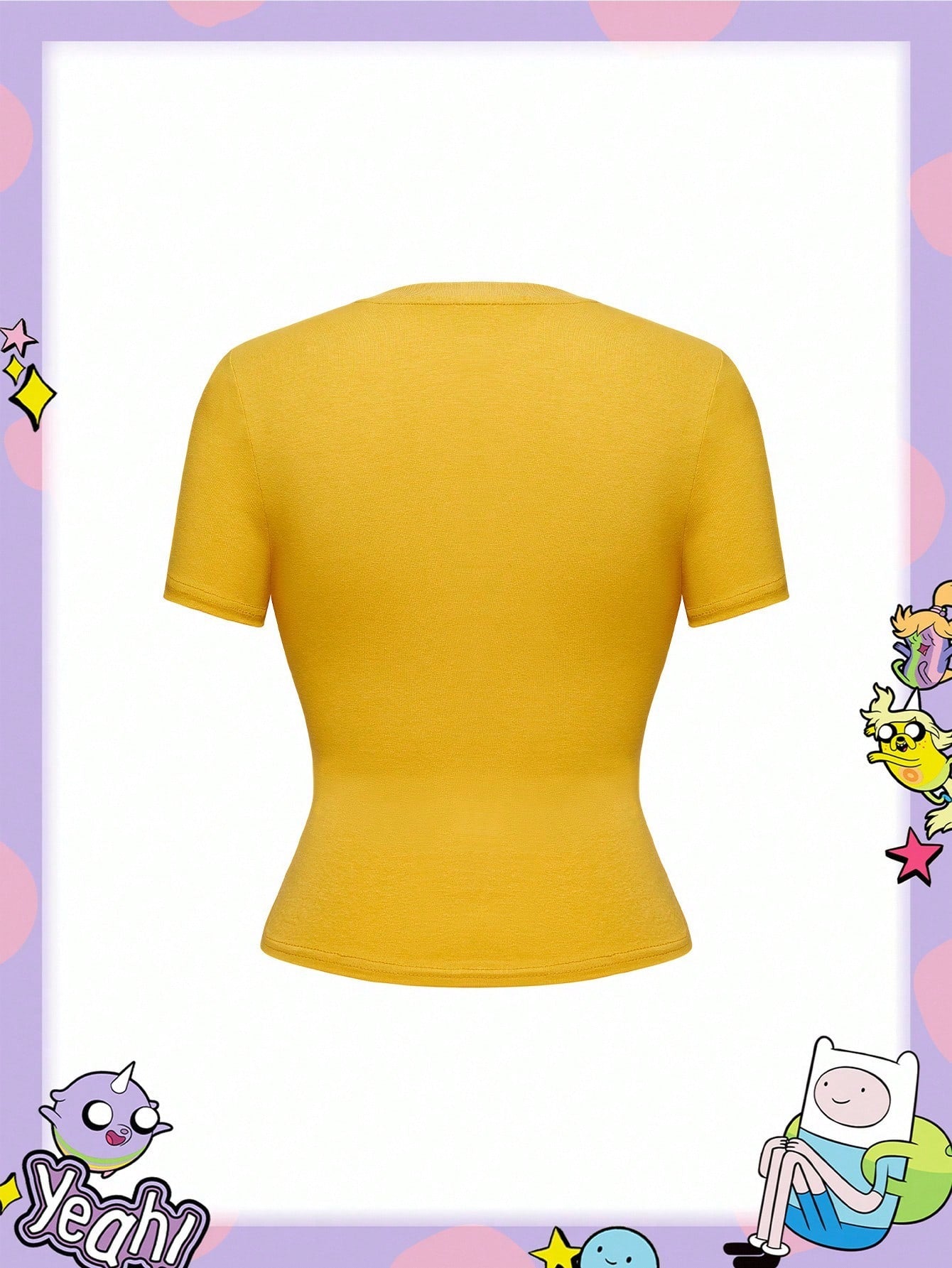 Adventure Time X ROMWE Spring/SummergraphicPlus Size Casual Cartoon Pattern Round Neck Slim Fit Short Sleeve T-Shirt, Summer