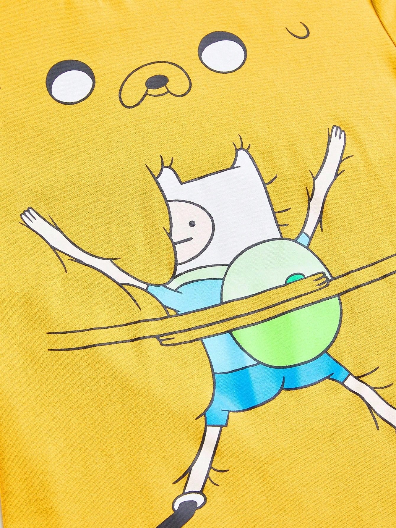 Adventure Time X ROMWE Spring/SummergraphicPlus Size Casual Cartoon Pattern Round Neck Slim Fit Short Sleeve T-Shirt, Summer