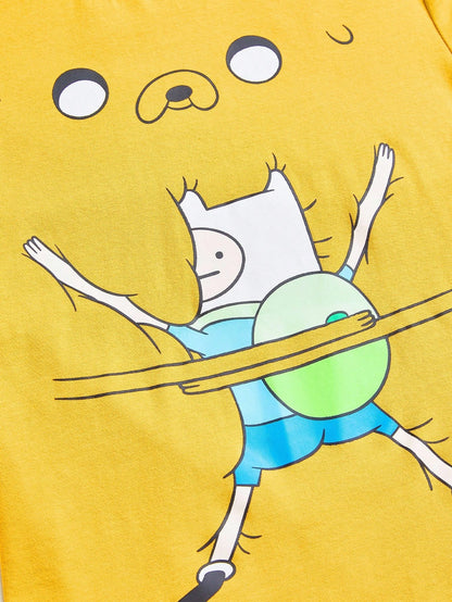 Adventure Time X ROMWE Spring/SummergraphicPlus Size Casual Cartoon Pattern Round Neck Slim Fit Short Sleeve T-Shirt, Summer