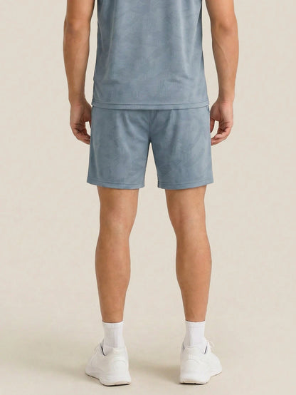 AHTELB Men's Summer Printed 2-Piece Sportswear Set, Crew Neck Printed T-Shirt With Drawstring Shorts, Thin Ice Silk Breathable Quick-Dry Elastic Casual Outfit, Suitable For Daily Outdoor Sports, Leisu