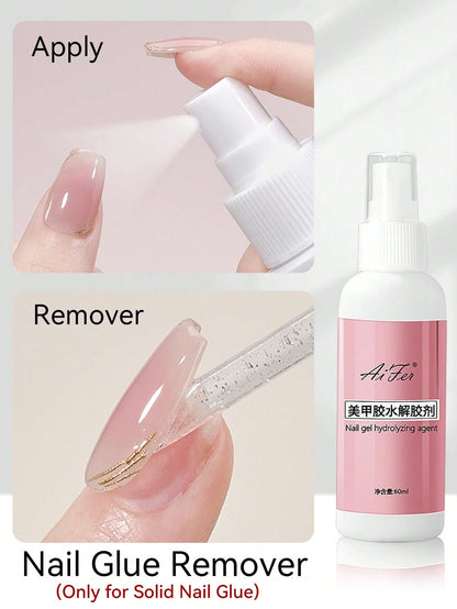 AiFer 1 Bottle 60ml Nail Glue Remover, Suitable For Press-On Nails, Easily Removes Solid Nail Glue And Gel Polish, Not For Gel Base Coat Or Gel Polish.