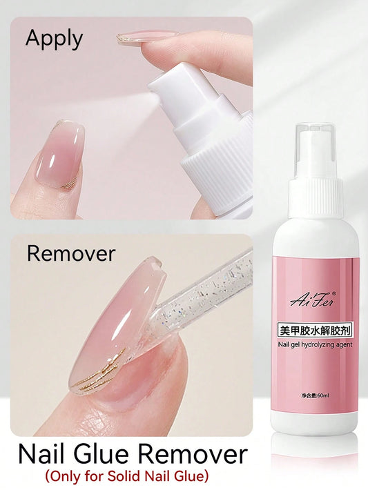 AiFer 1 Bottle 60ml Nail Glue Remover, Suitable For Press-On Nails, Easily Removes Solid Nail Glue And Gel Polish, Not For Gel Base Coat Or Gel Polish.