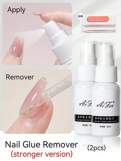 AiFer 1 Bottle 60ml Nail Glue Remover, Suitable For Press-On Nails, Easily Removes Solid Nail Glue And Gel Polish, Not For Gel Base Coat Or Gel Polish.