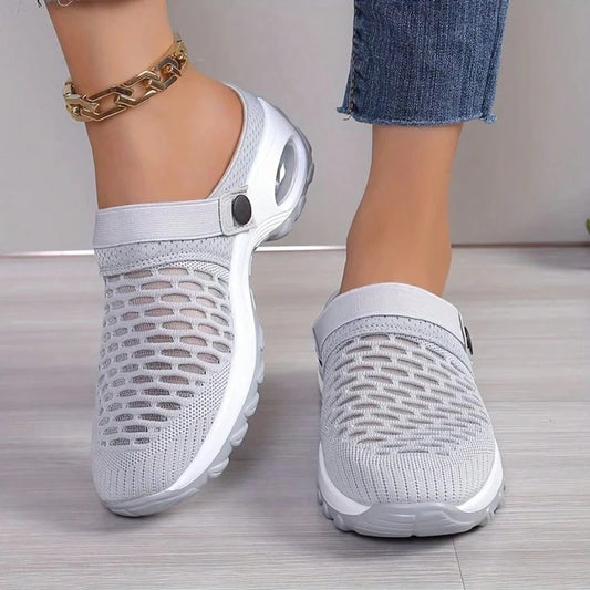 Air Cushion 2026 Slippers For Women Breathable Running Hole Shoes Sandals For Women Single Style Outdoor Wear Closed Toe Thick Bottom Wedge Heel Shoes