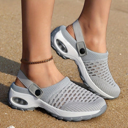 Air Cushion 2026 Slippers For Women Breathable Running Hole Shoes Sandals For Women Single Style Outdoor Wear Closed Toe Thick Bottom Wedge Heel Shoes