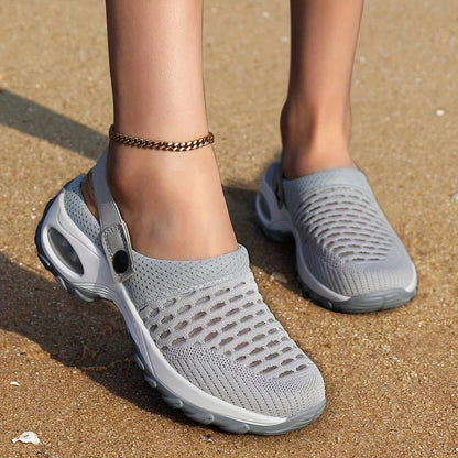 Air Cushion 2026 Slippers For Women Breathable Running Hole Shoes Sandals For Women Single Style Outdoor Wear Closed Toe Thick Bottom Wedge Heel Shoes