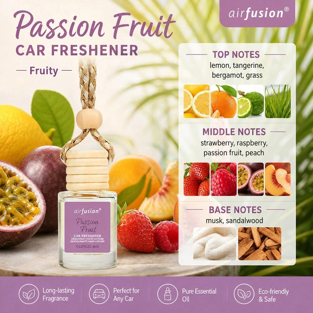 AIR FUSION 1 Bottles Car Air Hanging Fragrance Oil Diffuser, Car Air Freshener Diffuser For Essential Oils Scents Fragrance Aromatherapy Automobile Diffuser,17 Fragrances All Ages, Long-Lasting Fragra