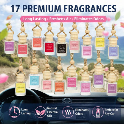 AIR FUSION 1 Bottles Car Air Hanging Fragrance Oil Diffuser, Car Air Freshener Diffuser For Essential Oils Scents Fragrance Aromatherapy Automobile Diffuser,17 Fragrances All Ages, Long-Lasting Fragra