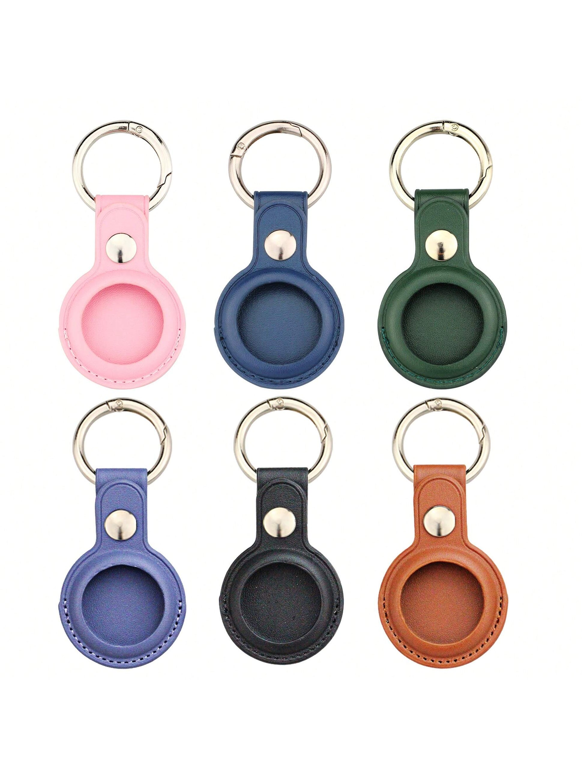 AirTag Protective Leather Case Keychain Compatible With Apple Airtags Holder, Tracker Cover With Airtag Key Ring Compatible New AirTag Dog Collar