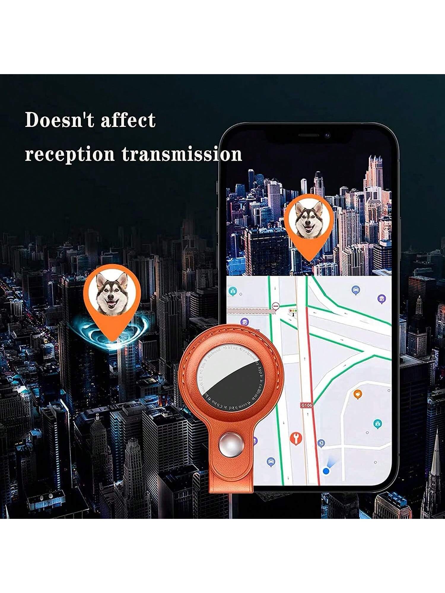 AirTag Protective Leather Case Keychain Compatible With Apple Airtags Holder, Tracker Cover With Airtag Key Ring Compatible New AirTag Dog Collar