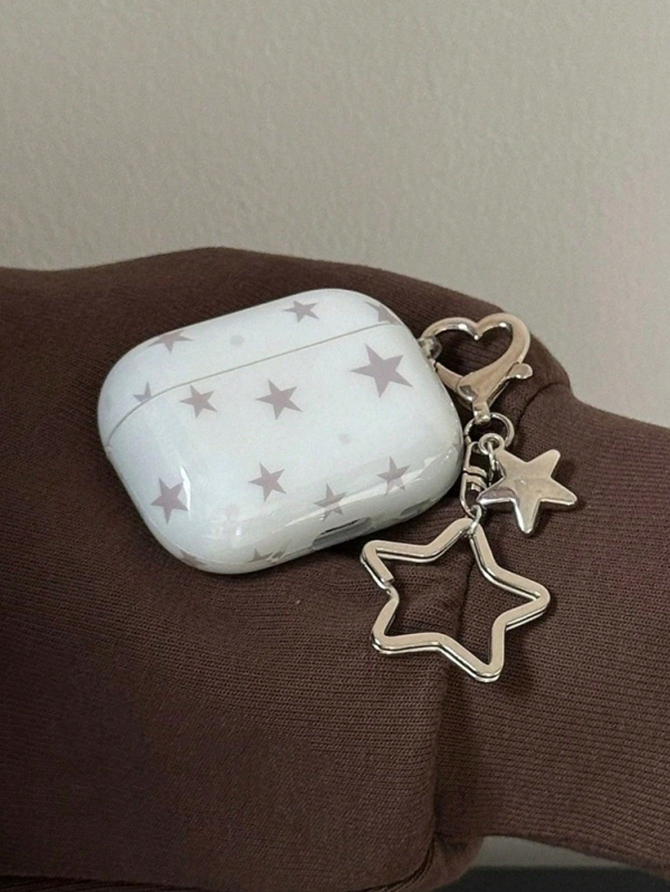 Alloy Minimalist White Blue Star Elements Bluetooth Earphone Cases Heart Shaped Star Pattern Star Minimalist Blue-Gray Pentagon Protective Case Compatible With Airpods Pro 3 Spring Gift Birthday Party