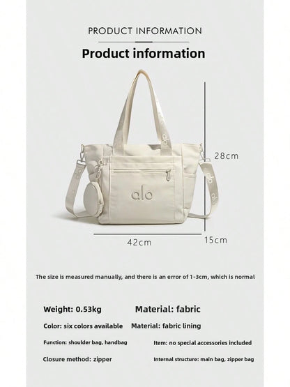 Alo Style Women's Gym Duffel Bag Lightweight Travel Shoulder Tote With Crossbody Strap For Fitness, Yoga & Weekend Trips