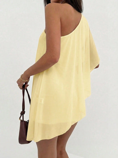 Aloruh Women's Solid Color Sleeveless Mini Dress, Suitable For Beach Vacation,Dresses For Women Summer