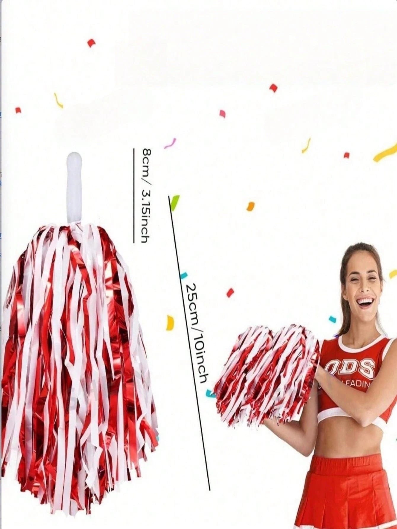 Aluminum Foil Long Thin Ribbon Cheerleading Pom Poms, PE Material Waterproof 20g Ribbon Handle Baton, Reusable Handle Pom Poms, Suitable For Cheerleading Support Pom Poms, Dance Team Performance Tools