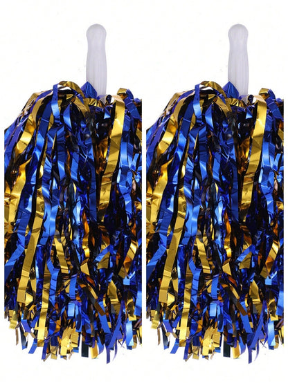 Aluminum Foil Long Thin Ribbon Cheerleading Pom Poms, PE Material Waterproof 20g Ribbon Handle Baton, Reusable Handle Pom Poms, Suitable For Cheerleading Support Pom Poms, Dance Team Performance Tools