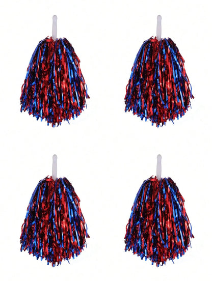 Aluminum Foil Long Thin Ribbon Cheerleading Pom Poms, PE Material Waterproof 20g Ribbon Handle Baton, Reusable Handle Pom Poms, Suitable For Cheerleading Support Pom Poms, Dance Team Performance Tools