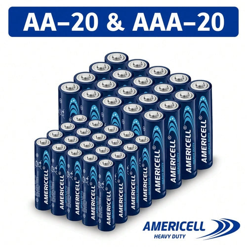 AMERICELL 40 Pcs AA & AAA Combo Pack Batteries, 1.5V Carbon Battery, Suitable For Keyboards, Clocks, Remote Controls, Toys, Flashlights, Razors, Alarm Clocks, Disposable Battery, Non-Rechargeable