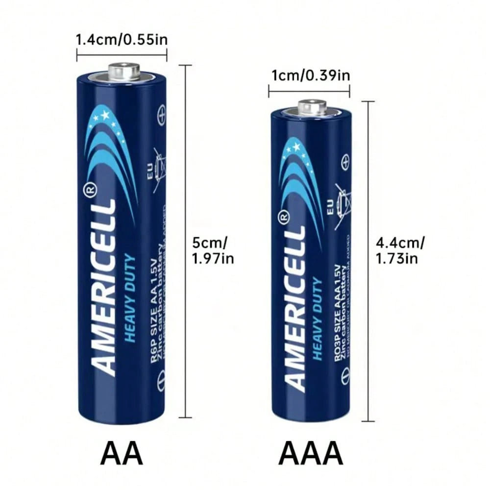 AMERICELL 40 Pcs AA & AAA Combo Pack Batteries, 1.5V Carbon Battery, Suitable For Keyboards, Clocks, Remote Controls, Toys, Flashlights, Razors, Alarm Clocks, Disposable Battery, Non-Rechargeable
