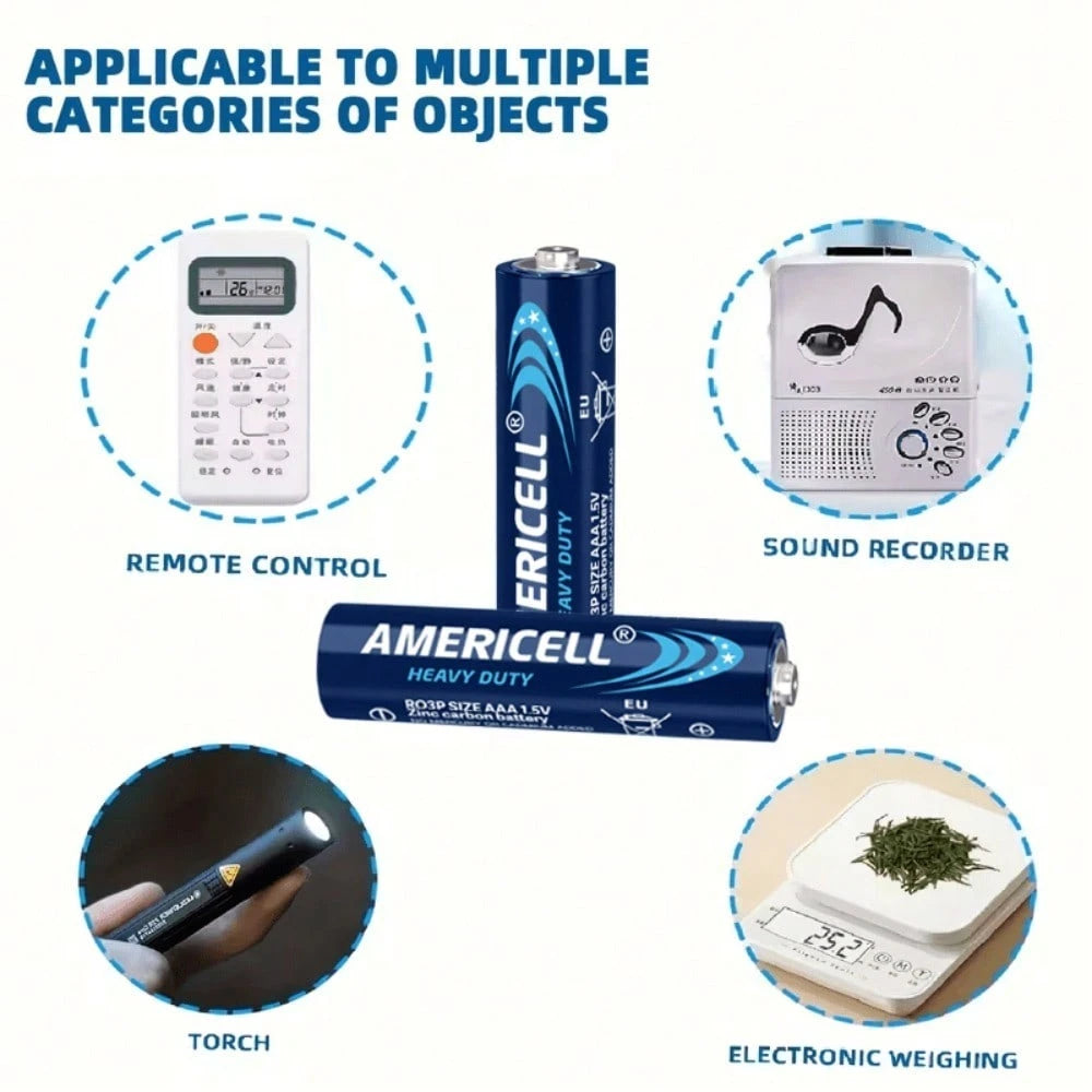 AMERICELL 40 Pcs AA & AAA Combo Pack Batteries, 1.5V Carbon Battery, Suitable For Keyboards, Clocks, Remote Controls, Toys, Flashlights, Razors, Alarm Clocks, Disposable Battery, Non-Rechargeable