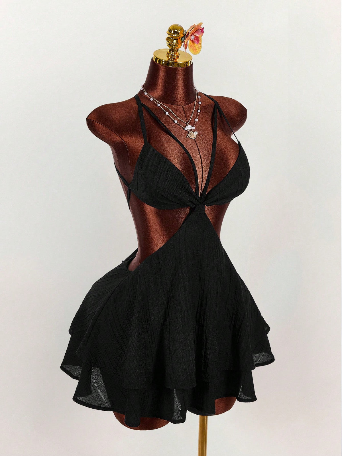 Amplova Women's Fashionable Sexy Solid Color Backless Mini Dress,Party Dresses For Women