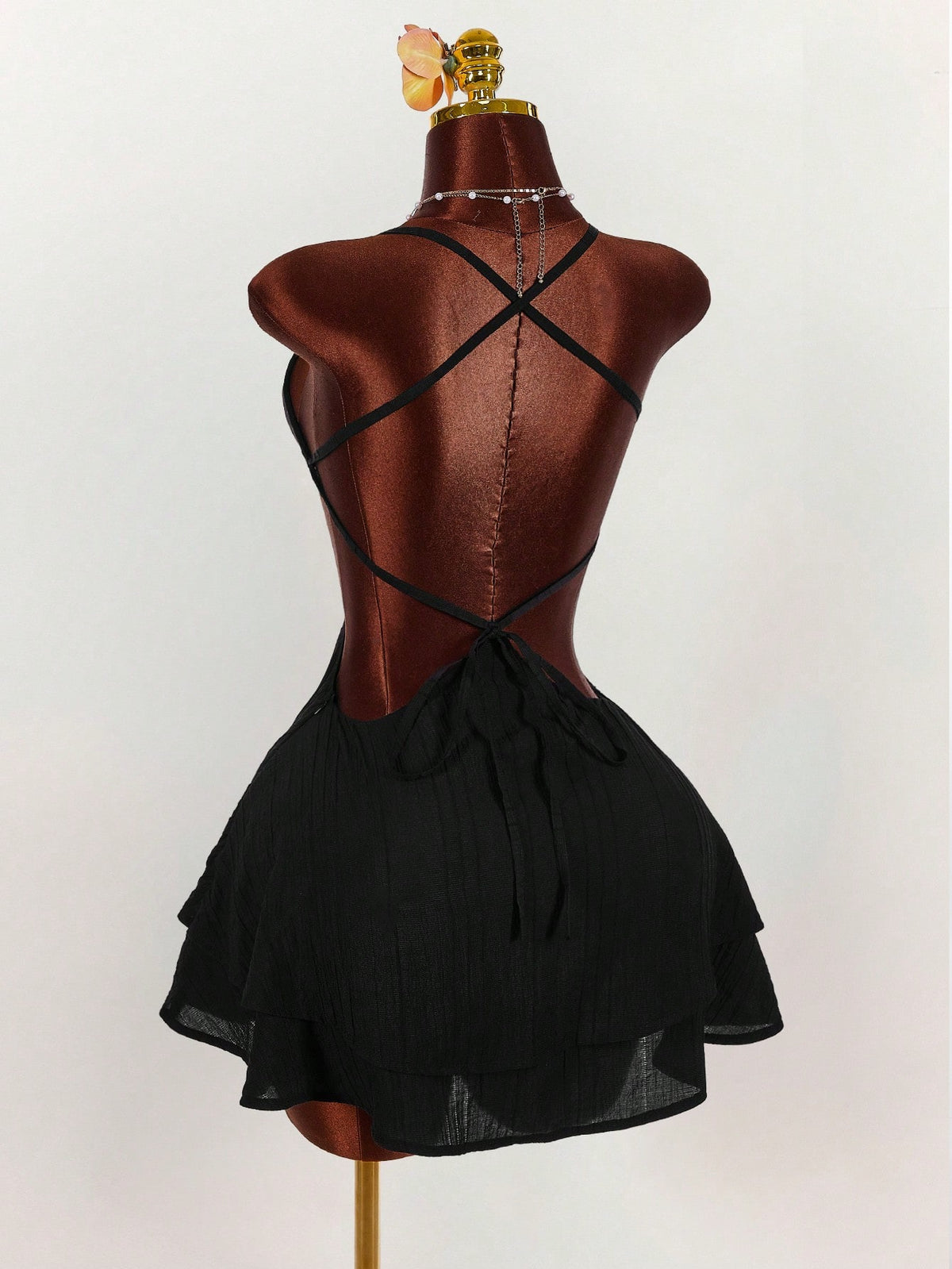 Amplova Women's Fashionable Sexy Solid Color Backless Mini Dress,Party Dresses For Women