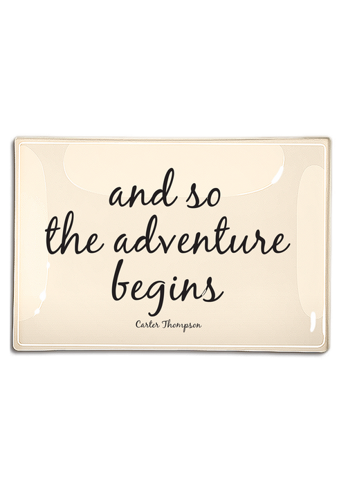 And So The Adventure Begins Decoupage Glass Tray