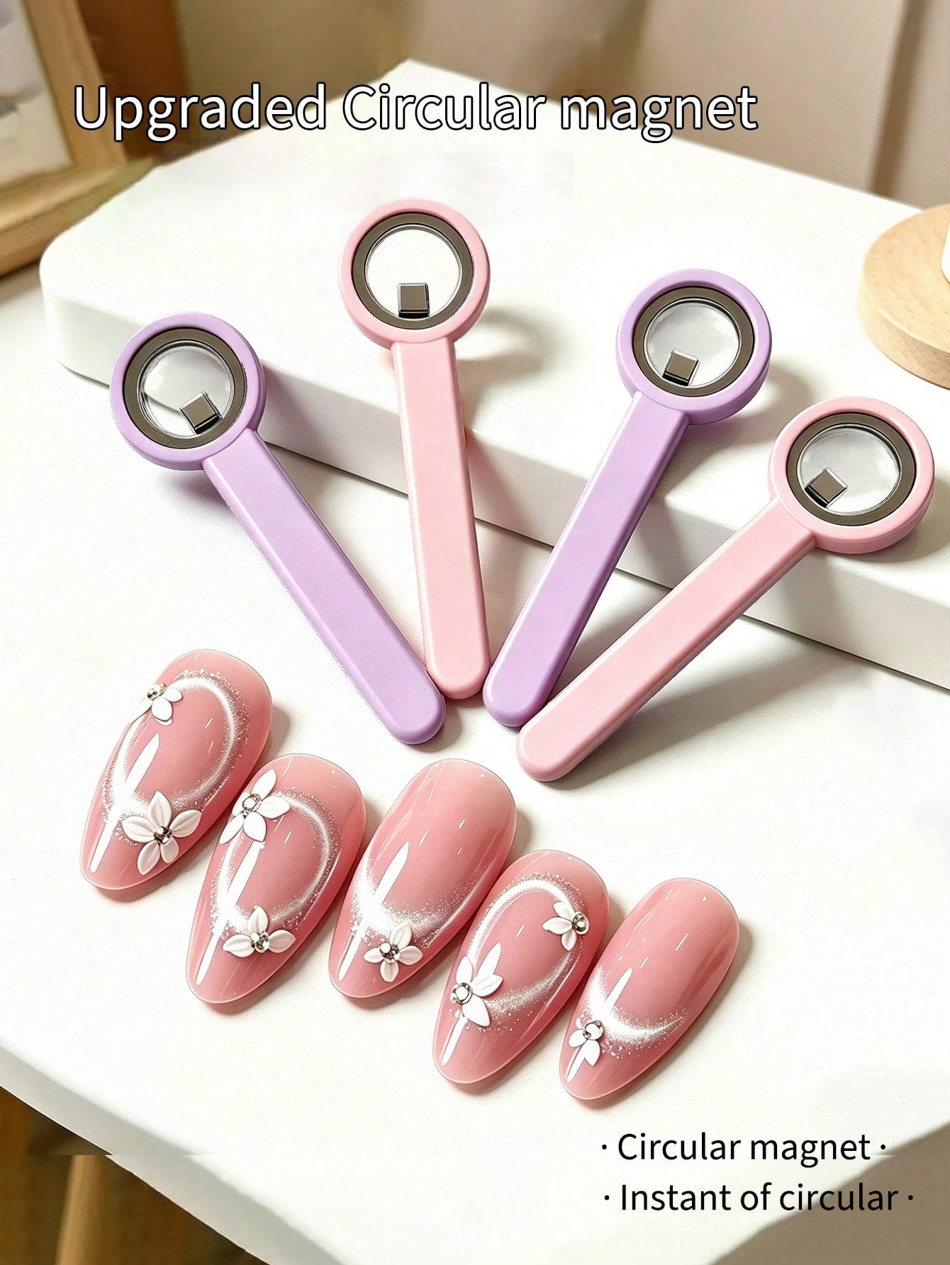 annies Upgraded Circular Cat Eye Magnetic Nail Tool- Powerful Cat Eye Magnetic Nail Art Tool Quickly Create Circular Effect DIY Manicure