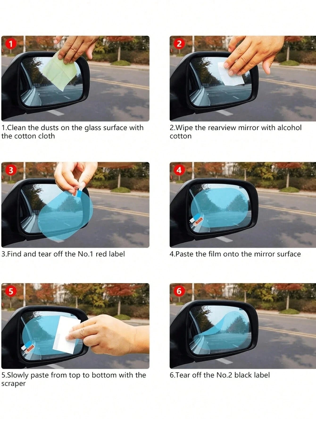 Anti-Rain Clear Film-2pcs/1pc/4pcs-Car Anti-Rain Clear Film Rear Lenses Protection Nozzle Waterproof Film Car Sticker Fittings
