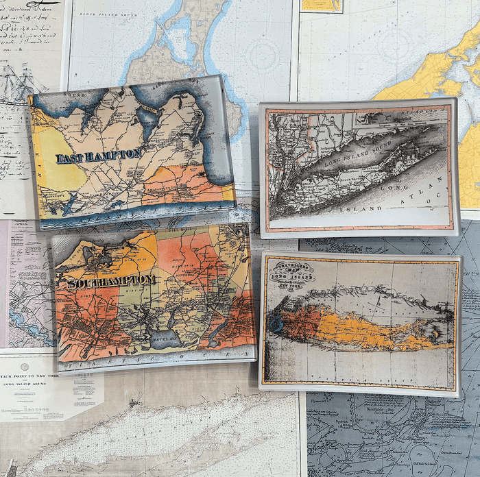 Antique Southampton, Long Island Estate Map Decoupage Glass Tray - Ben's Garden