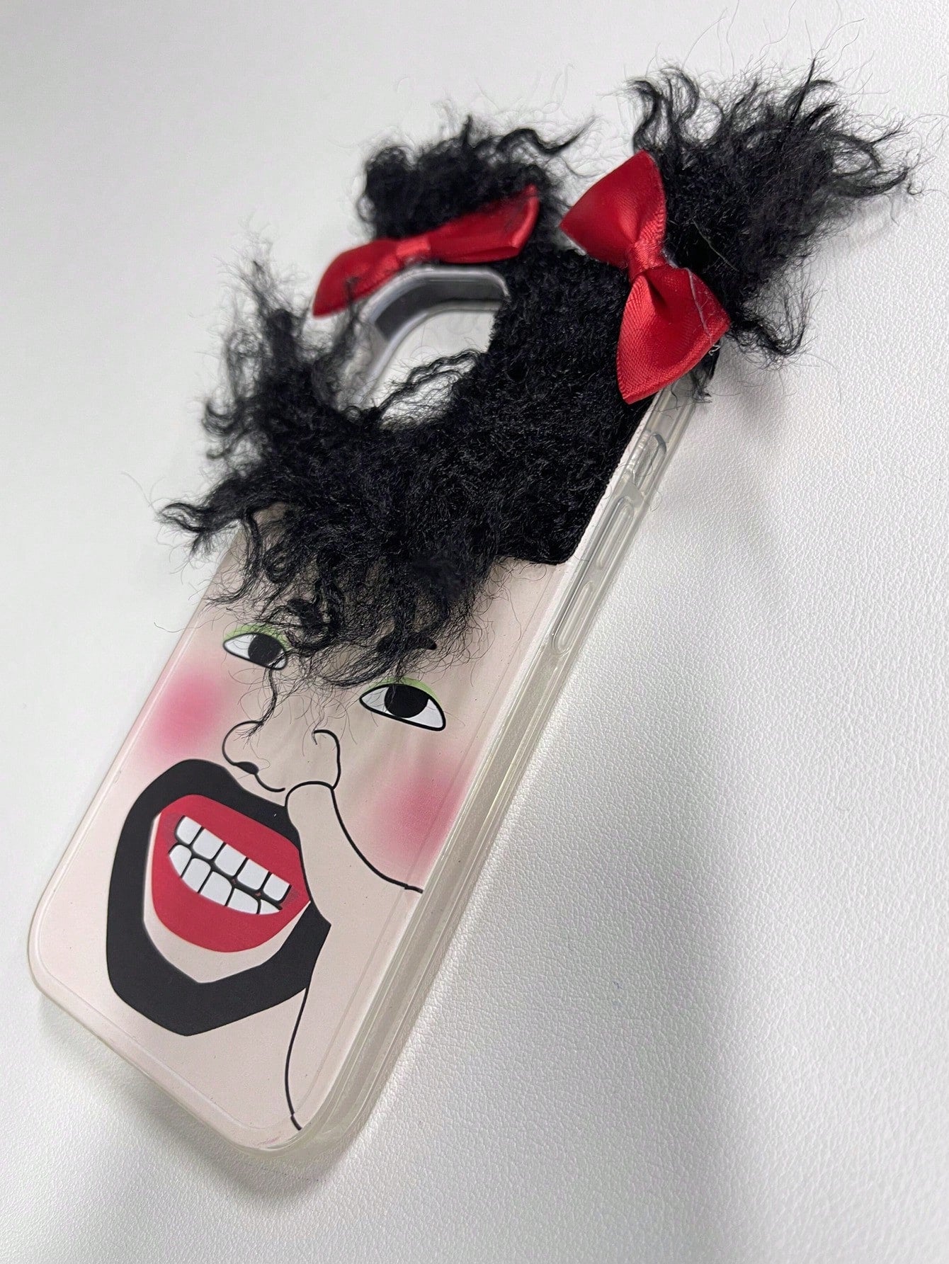 Apple Cute Phone Case Creative Funny Expressions Curly Hair Soft Phone Case Compatible With Iphone 14, 13, 15 Pro Max, 12/11 Pro Max (Women's Edition) Waterproof Shockproof Anti-Fall Scratch Resistant