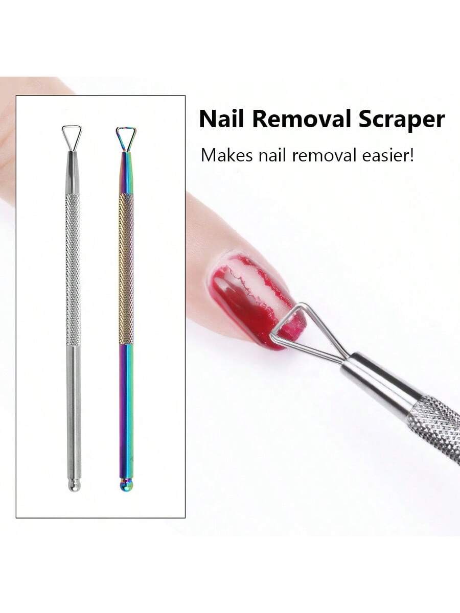 ART LALIC Stainless Steel Cuticle Pusher, Gel Nail Scraper, Callus Remover, Suitable For Home And Nail Salon Use Nails Nails Supplies Nail Stuff