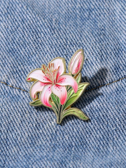 Art Lily Enamel Pin Fashion Flowers Decorative Brooches Ornaments Lapel Bag Badges Jewelry Gifts 2025 New Style Backpack For School Office Accessories Shirts Jacket Christmas Halloween Clothes Pin Fun